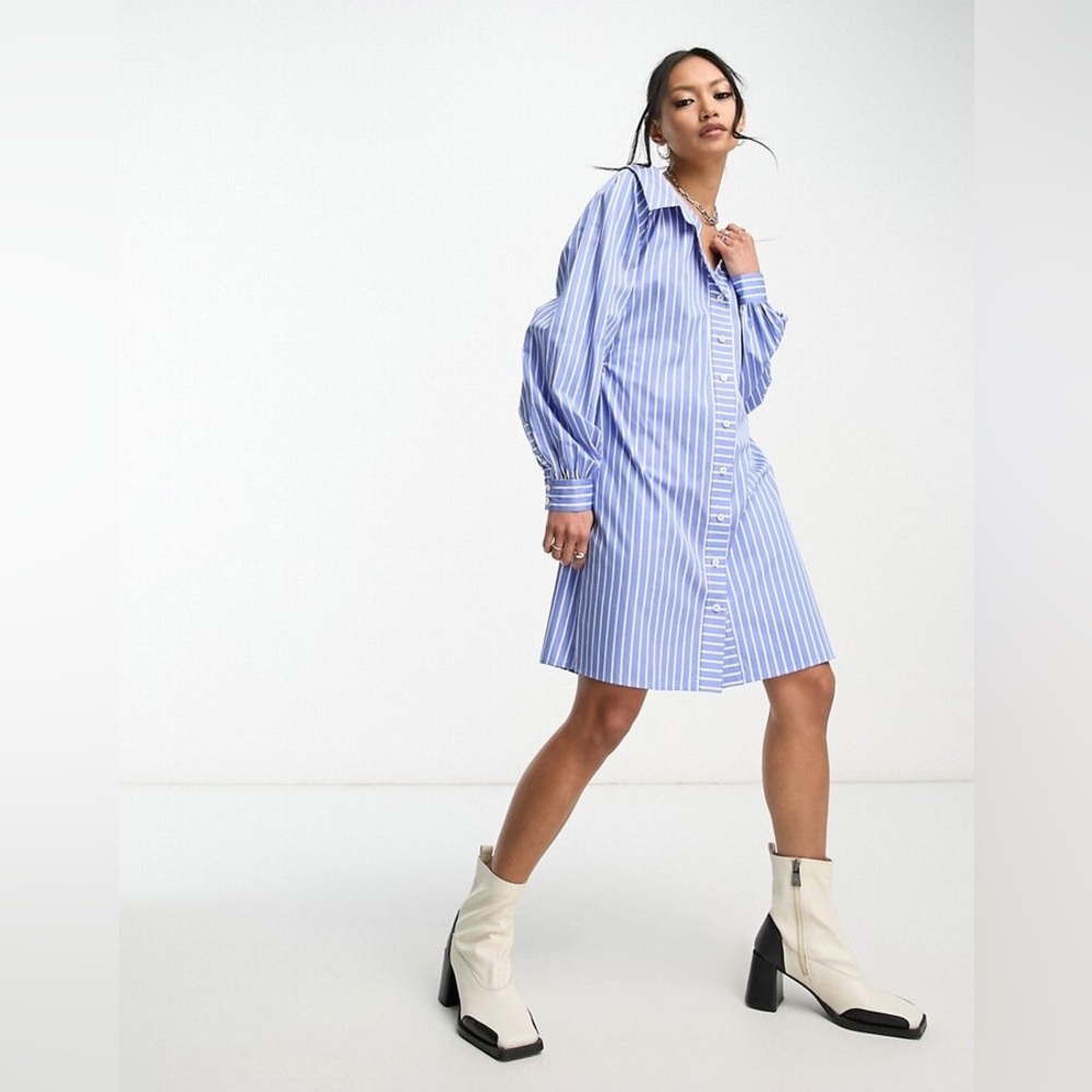 & Other Stories Blue and White Striped Shirt
